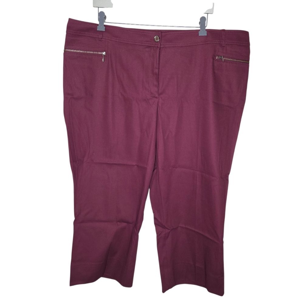 Apostrophe Woman Nwt Core Crop Madeira Wine Zipper Detail Pants Size 20W
